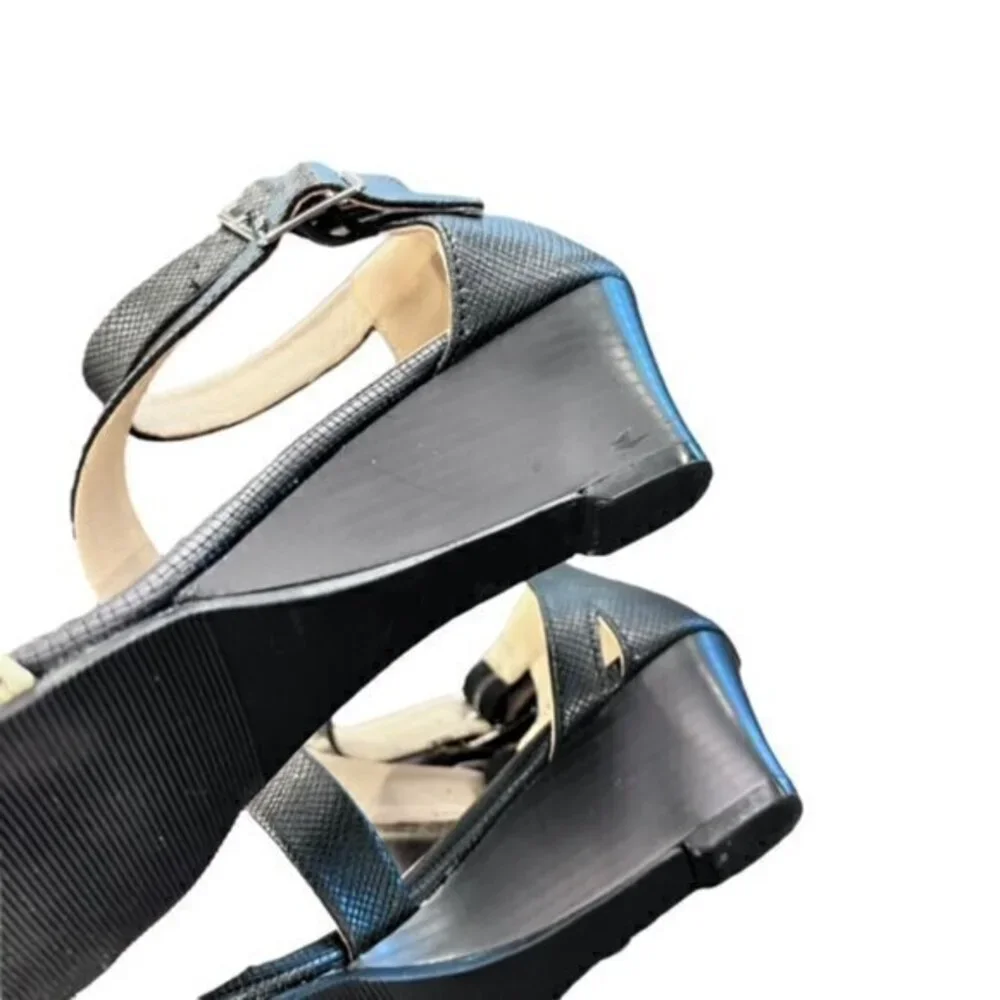 Dept 222 Womens Ankle Strap Wedge Sandal Snakeskin Waverly Size 9M Dressy Preppy